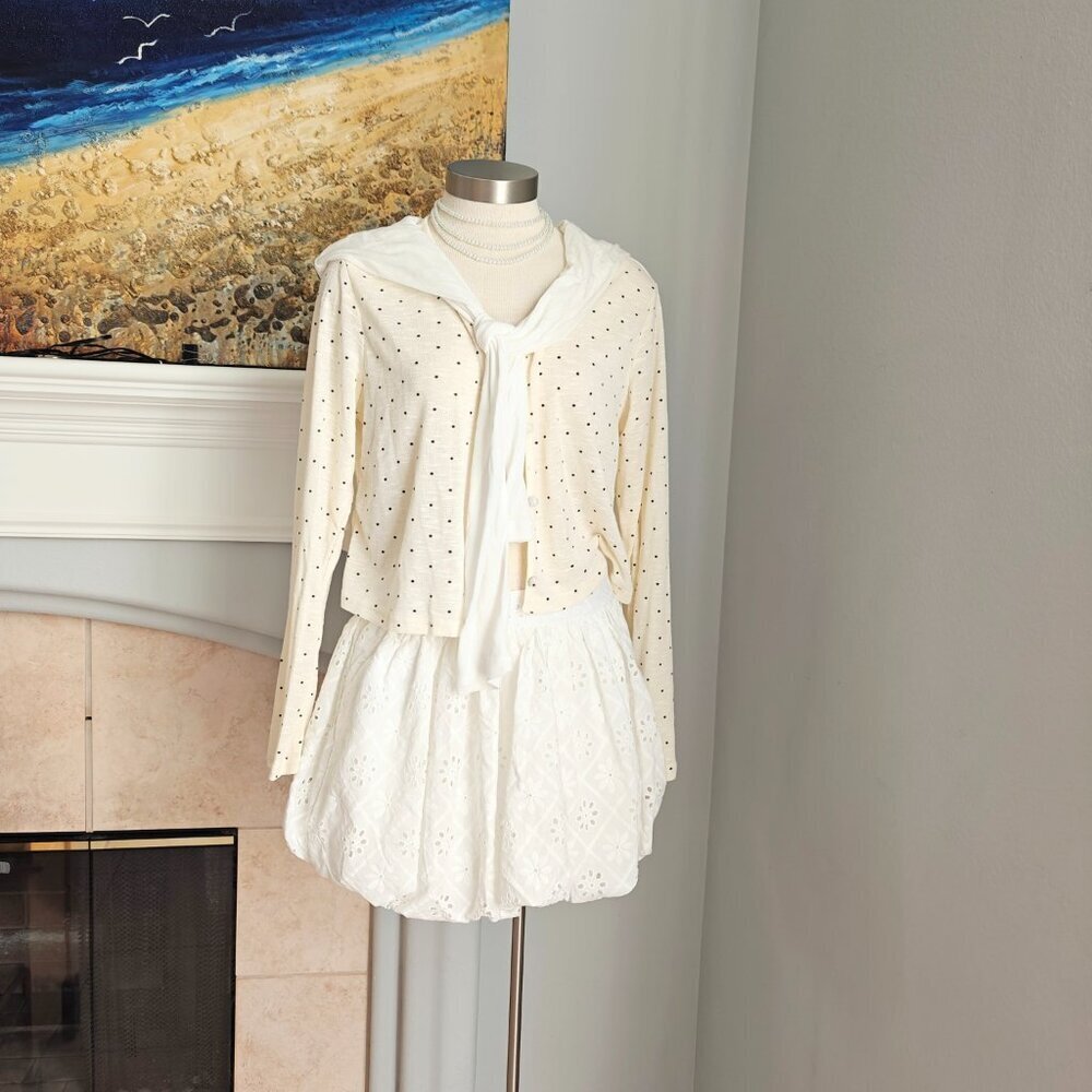 White Cotton Embroidered Skirt
